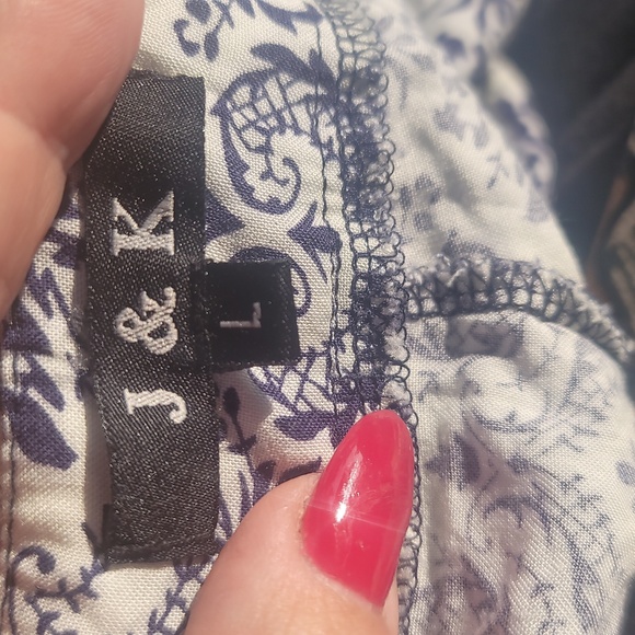 J & K large blue white heart print overalls rayon jumper jumpsuit - Picture 2 of 9